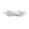 Brass Box Clasps, Textured, Bowknot, Platinum, 20x6x5.5mm, Hole: 2.3mm