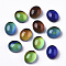 Translucent Glass Cabochons, Color will Change with Different Temperature, Flat Oval, Black, 12.5x10.5x6.5mm