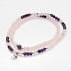 Персонализированные двойного назначения круглые шарики Gemstone 4-слой стретч браслеты ожерелья / BJEW-JB01906-01-4