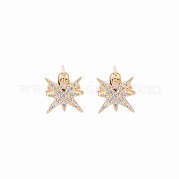 Латунные микро-паве прозрачные серьги-гвоздики из циркония KK-S364-139