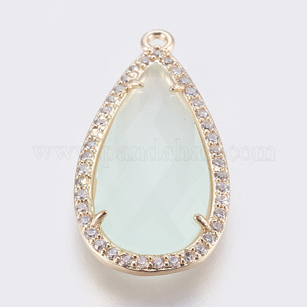 Латунь стекло кулоны KK-O105-01KCG-E-1