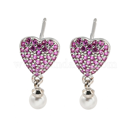 Серьга-гвоздик из латуни с микропаве из кубического циркония EJEW-C102-09P-1