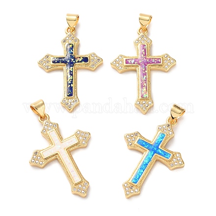 Латунные микропаве прозрачные подвески с фианитом KK-S048-06G-1