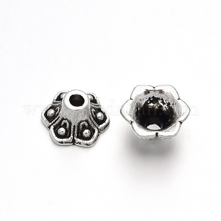 6 -petal цветочные тибетский стиль сплава крышки шарика TIBE-D262-02AS-1