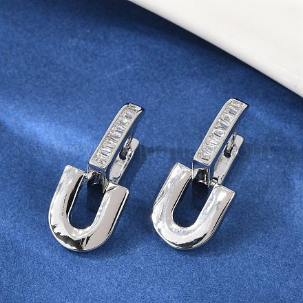 U-образные серьги-кольца из латуни с прозрачным кубическим цирконием EJEW-Q016-20P-1