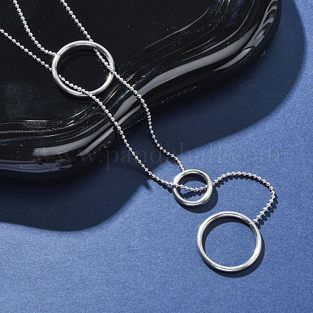 Ожерелья-лариаты из нержавеющей стали 304 с тройным кольцом NJEW-R026-16P-1