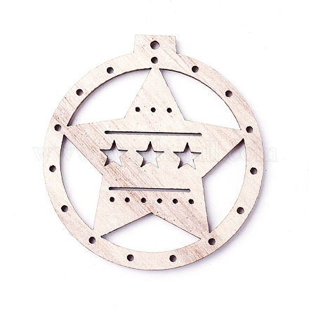 Неокрашенные деревянные большие подвески WOOD-F007-07-1