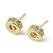 Brass Micro Pave Clear Cubic Zirconia Peg Bails, Cadmium Free & Nickel Free & Lead Free, for Half Drilled Beads, Real 14K Gold Plated, 5x5mm, Hole: 2x1mm, Pin: 0.5mm