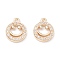 Rack Plating Brass Micro Pave Cubic Zirconia Charms, Long-Lasting Plated, Flat Round with Smiling Face, Light Gold, 12.5x10x2mm, Hole: 1.2mm
