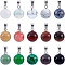 Round Gemstone Pendants, with Platinum Tone Brass Findings, 17~19x13~14mm, Hole: 2x7mm, 16materials, 1pc/material, 15pcs/box
