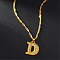 Brass Initial Pendant Necklaces, Golden, Letter D, 17.72 inch(45cm)