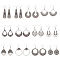 4 Sets 4 Style Tibetan Style Alloy Geometry Dangle Earrings for Women, Donut & Fan & Teardrop & Leaf & Flower, Antique Silver, 50.5~63.5x16.5~37mm, 3Pcs/set, 1 Set/style