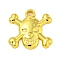 304 Stainless Steel Pendants, Skull Charm, Real 18K Gold Plated, 14.5x15x2mm, Hole: 1.6mm