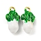 Brass Enamel Pendants, Cadmium Free & Nickel Free & Lead Free, Real 18K Gold Plated, Chinese Cabbage, 16x9x7mm, Hole: 1.6mm