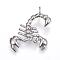 Tarnish Resistant 304 Stainless Steel Pendants, Scorpion, Stainless Steel Color, 35.5x24.5x4.5mm, Hole: 3mm
