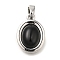 Brass Pendants, Oval with Cabochon Charms, Cadmium Free & Nickel Free & Lead Free, Platinum, 15.5x11x4.5mm, Hole: 3x4.5mm