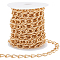 10M Aluminium Curb Chains, Unwelded, with Spool, Golden, 15x10x2mm