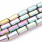 Electroplate Non-magnetic Synthetic Hematite Beads Strands, Cuboid, Multi-color Plated, 8x4x4mm, Hole: 1mm, about 60pcs/strand, 16.53 inch