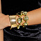 Flat Round Alloy & Iron & CCB Plastic Bangles Set, Golden, Inner Diameter: 2~2-1/2 inch(5~6.2cm), 3pcs/set