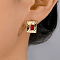 Vintage Palace Style High-end Zircon Square Stud Earrings Party Banquet Accessory.