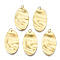 316 Surgical Stainless Steel Pendants, with Jump Rings, Oval, Real 14K Gold Plated, 24x14x1.5mm, Hole: 2.5mm, Jump Ring: 4x1mm, 2.5mm inner diameter