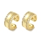 Rack Plating Brass Micro Pave Clear Cubic Zirconia Ring Cuff Earrings for Women, Cadmium Free & Lead Free, Long-Lasting Plated, Real 18K Gold Plated, 17x7.5mm