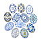 Flatback Glass Cabochons for DIY Projects, Floral Pattern, Oval, Mixed Color, 25x18x5.5mm
