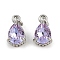 Brass Pave Cubic Zirconia Pendants, Teardrop Charms, with Glass & Jump Ring, Rack Plating, Platinum, Lead Free & Cadmium Free, Long-Lasting Plated, Lilac, 11.5x7x5.5mm, Hole: 1.6mm