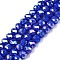 Electroplate Glass Beads Strands, Opaque Solid Color, AB Color Plated, Faceted, Rondelle, Royal Blue, 6x5mm, Hole: 1mm, about 80~85pcs/strand, 38~40cm