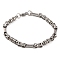 Tarnish Resistant 201 Stainless Steel Rondelle Byzantine Chain Bracelets, with 304 Stainless Steel Clasps, Stainless Steel Color, 8-7/8 inch(22.4cm)