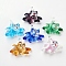 Handmade Lampwork Kitten Pendants, Inner Flower, Cartoon Cat Shape, Mixed Color, 38~42x46~52x17mm, Hole: 4mm, 12pcs/box