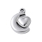 304 Stainless Steel Pendants, Moon with Heart Charm, Anti-Tarnish, Stainless Steel Color, 18.5x14x3.5mm, Hole: 2mm