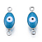 304 Stainless Steel Enamel Connector Charms, Stainless Steel Color, Horse Eye, Steel Blue, 14.5x5x3mm, Hole: 1.2mm