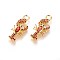 Brass Micro Pave Cubic Zirconia Pendants, Lobster, Orange Red, Golden, 23.5x10x3mm, Hole: 3mm