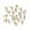 Brass with Single Cubic Zirconia Charms, Single Stone Charms, Flat Round, Golden, Deep Sky Blue, 6.5x4.5x2mm, Hole: 2.5~3mm