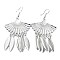 Silver Alloy Chandelier Earrings, Bohemia Long Drop Earrings, Fan, 71x38.5mm
