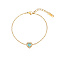 Cubic Zirconia Heart Link Bracelet with Golden Stainless Steel Chains, Light Sky Blue, 6-1/4 inch(16cm)