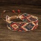 Bohemian Style Glass Bead Braided Bracelets, Ethnic Cord Bracelets for Women, Brown, Inner Diameter:  1/4 inch(0.8cm) ~ 3/8 inch(1cm)