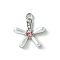 Alloy and Rhinestone Pendant, with Resin, Flower, Platinum, 17.5x15.5x3.5mm, Hole: 1.6mm