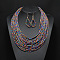 Bohemian Style Glass Seed Beaded Multilayer Necklaces & Teardrop Dangle Earrings Sets, Alloy Jewelry Sets, Colorful, 480mm