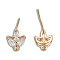 Brass Pave Clear Cubic Zirconia Stud Earring Findings, with Light Gold Plated Brass Pins and Horizontal Loops, Flower, Cadmium Free & Lead Free, Clear, 10x8mm, Hole: 1.2mm, Pin: 0.8mm