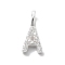 925 Sterling Silver with Cubic Zirconia Charms, Letter, Letter A, 10x4.5x1.5mm, Hole: 2.5x1.5mm