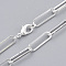 Brass Flat Oval Paperclip Chain Necklace Making, with Lobster Claw Clasps, Silver, 24.01 inch(61cm), Link: 18x5.5x1mm