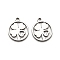Non-Tarnish 316 Surgical Stainless Steel Charms, Laser Cut, Ring with Clover Charm, Stainless Steel Color, 15x12.5x1mm, Hole: 1.6mm