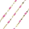 Ion Plating(IP) 304 Stainless Steel Dapped Chains, with Enamel, Soldered, with Spool, Pearl Pink, 11x2~2.5x2~2.5mm, about 32.81 Feet(10m)/Roll