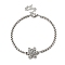 201 Stainless Steel Popcorn Chain Bangles for Women, Hexagon Charm, Stainless Steel Color, 7-1/2 inch(19.2cm)