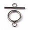 Tarnish Resistant 304 Stainless Steel Ring Toggle Clasps, Stainless Steel Color, Ring: 19x14x2mm, Bar: 20x7x2mm, Hole: 3mm
