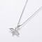 304 Stainless Steel Chain Necklaces, with Brass Micro Pave Cubic Zirconia Pendants, Wing, Stainless Steel Color, 17.71 inch(45cm), Pendant: 18.2x12.8x2.5mm