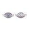 Brass Micro Pave Cubic Zirconia Links connectors, Horse Eye, Colorful, Platinum, 10x23.2x2mm, Hole: 1.8mm