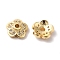 Brass Micro Pave Cubic Zirconia Bead Cap, 5-Petal Flower, Real 18K Gold Plated, Cadmium Free & Nickel Free & Lead Free, 8.5x3mm, Hole: 1.6mm